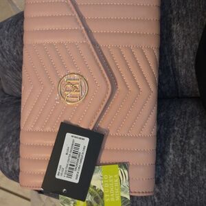Badgley Mischka Pink Quilted Crossbody Bag Or Clutch Blush Color